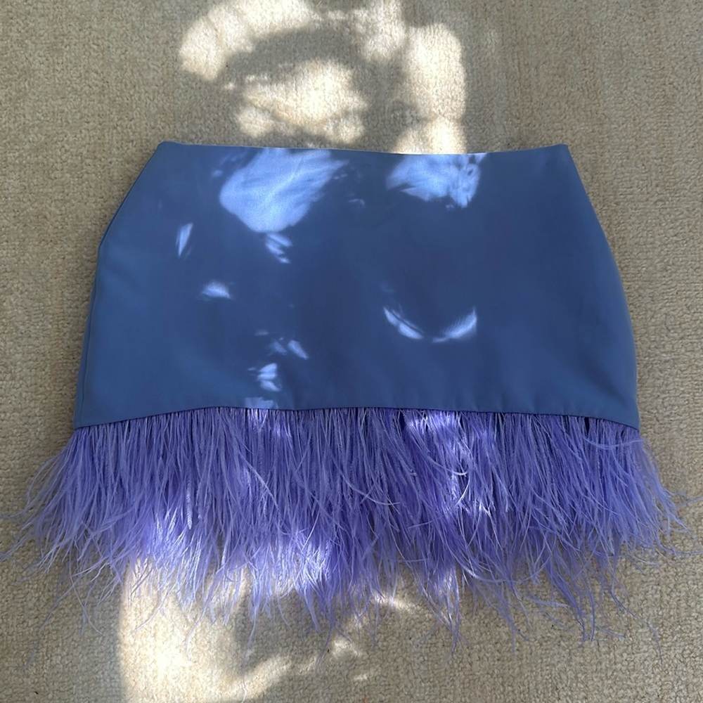 Danielle Guizio Feather Mini Skirt